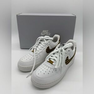Nike Air Force 1 Low Women's Size 8 Bronzine Gingham DZ2784-102 Plaid Yellow NEW